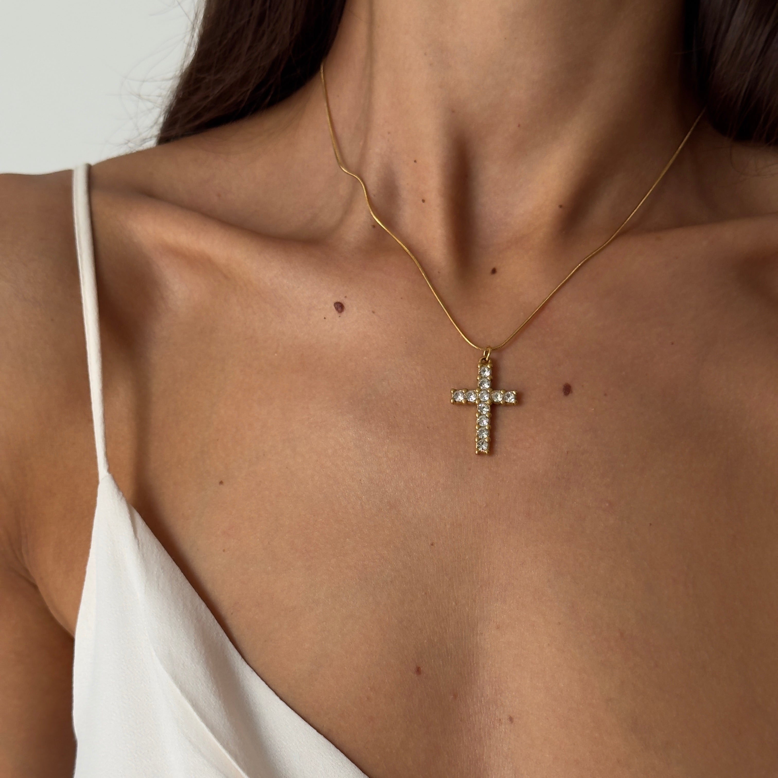 COLLANA TUBULAR CROSS STRASS