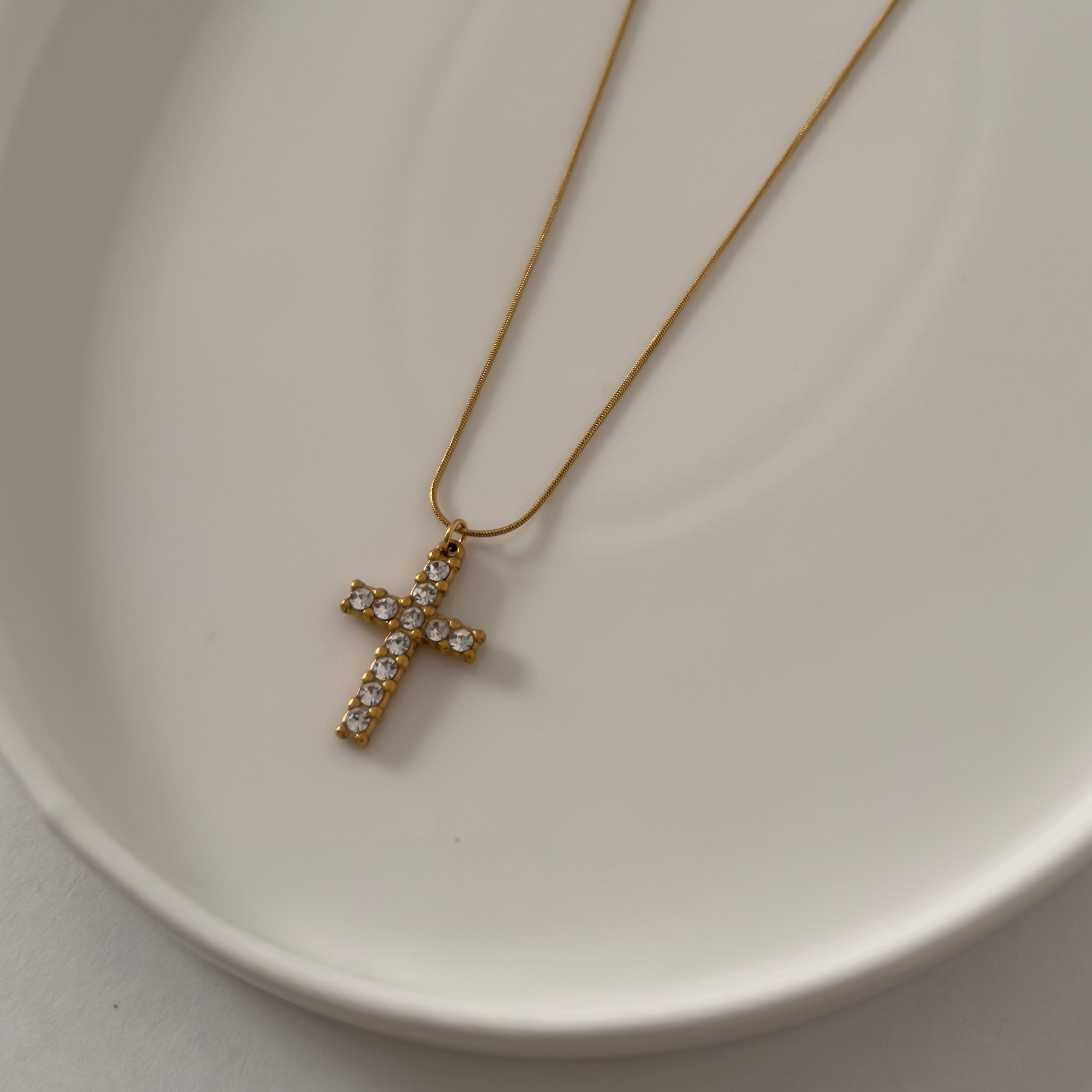 COLLANA TUBULAR CROSS STRASS