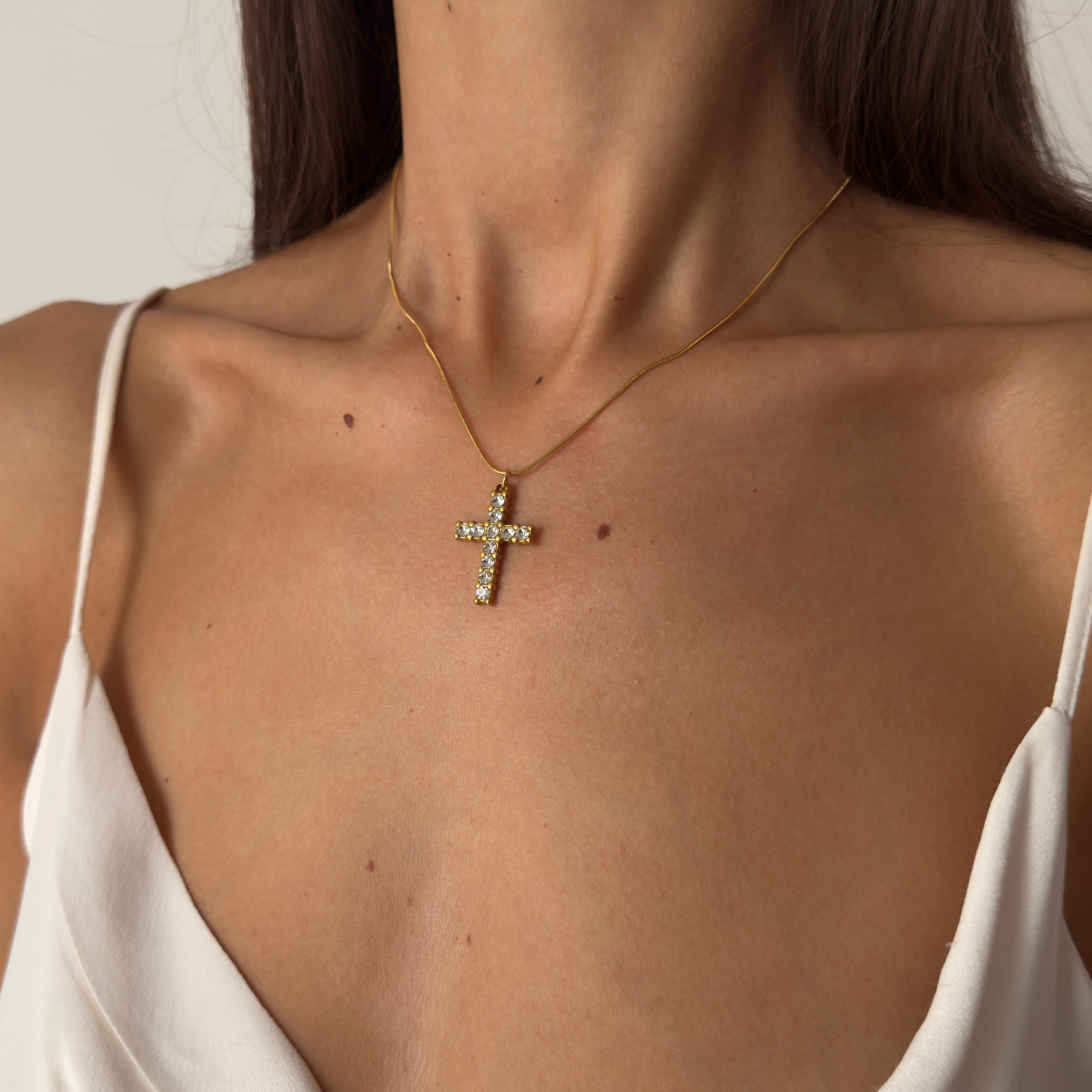 COLLANA TUBULAR CROSS STRASS